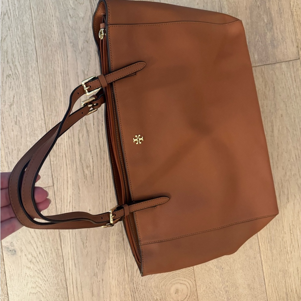 Tory Burch Brown Leather Robinson Tote - Picture 3 of 5